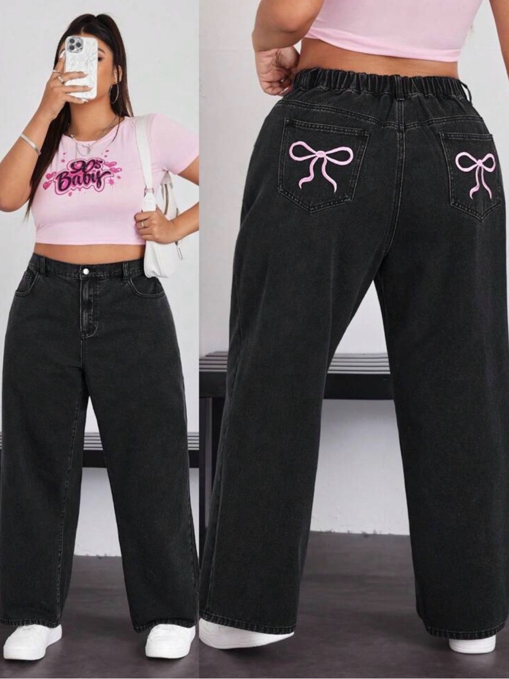 Pink Bow Back Jeans